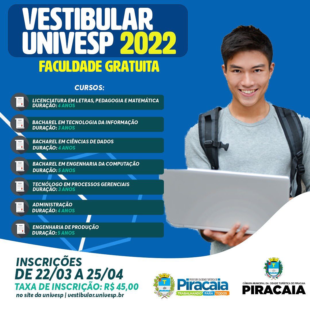 Vestibular UNIVESP 2022. Faculdade gratuita!