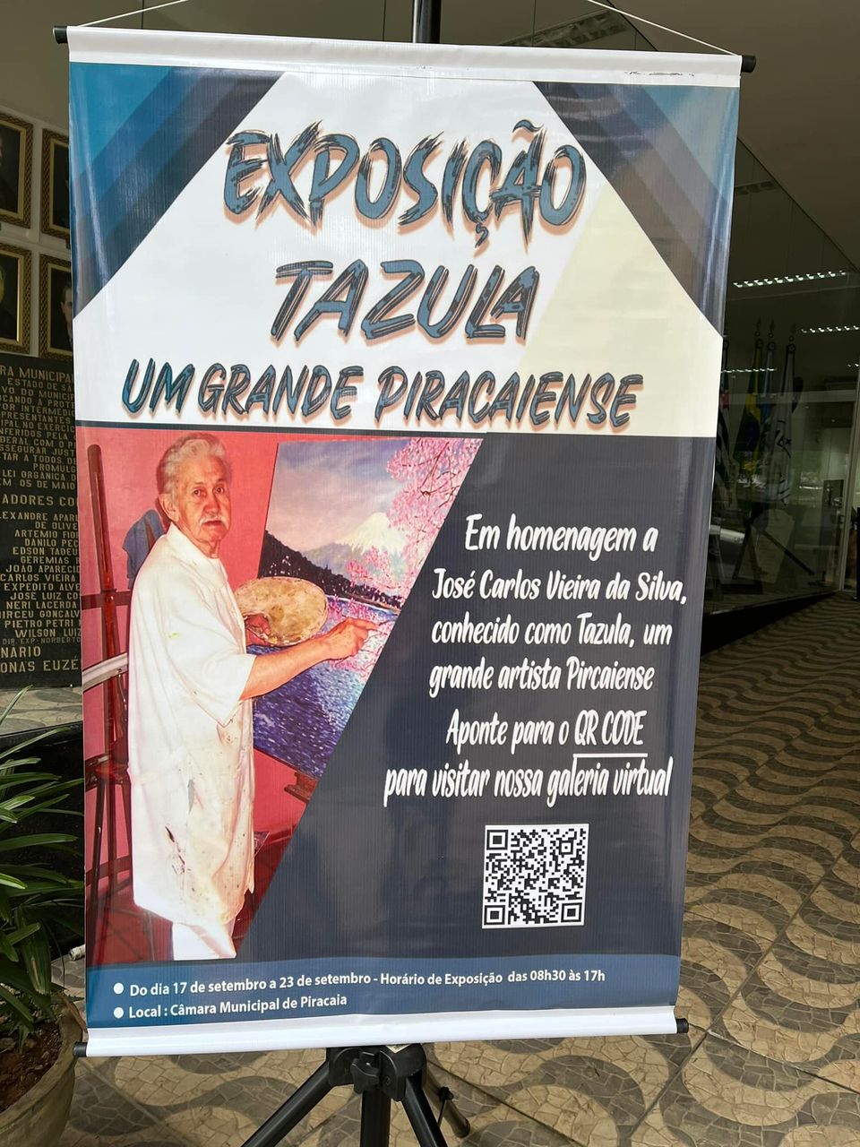 A Câmara Municipal de Piracaia convida toda população para prestigiar a exposição de quadros em homenagem ao nosso querido Tazula.