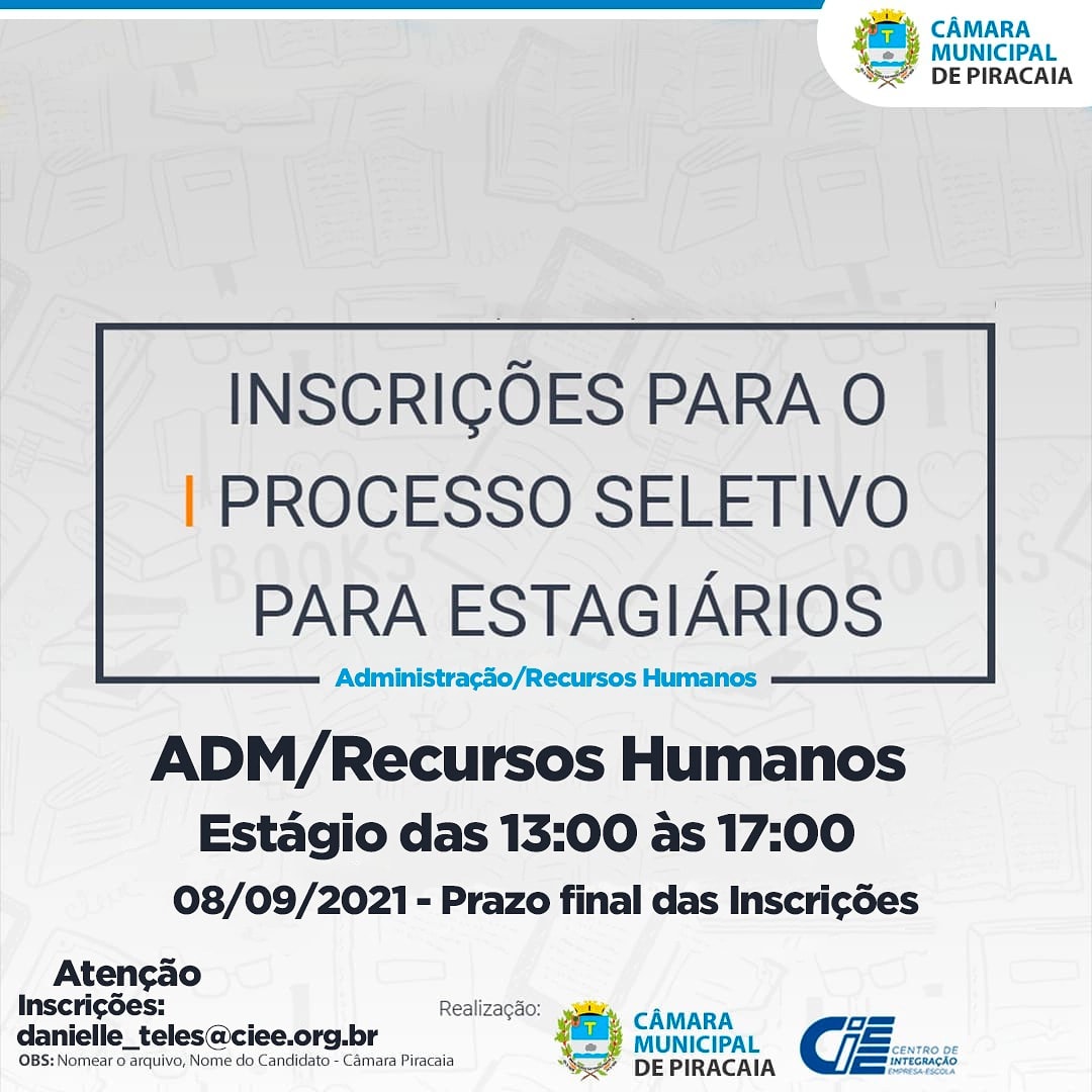 CÂMARA ABRE INSCRIÇÕES PARA PROCESSO SELETIVO DE ESTÁGIO